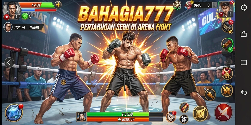Tampilan gameplay seru dari BAHAGIA777 dalam pertarungan.