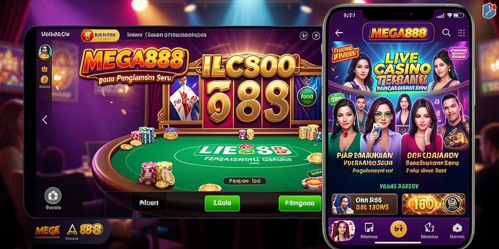 Tampilan gameplay seru di MEGA888 dengan dealer langsung dan interaksi menarik.