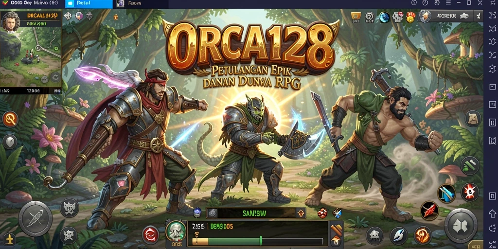 Tampilan menarik dari gameplay ORCA128 menampilkan pertarungan epik dalam dunia RPG.