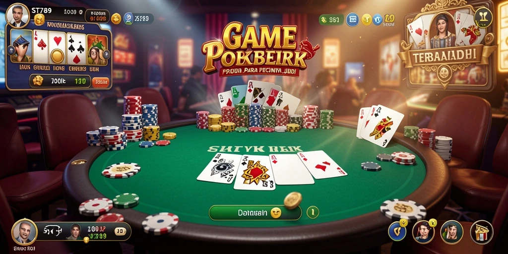 Tampilan gameplay Poker yang menarik dan interaktif di ST789.